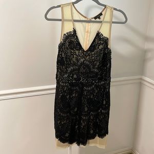 Nude and Black Mesh Lace Dress
